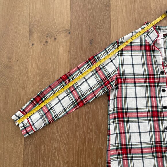 Wondershop Target Pajama Shirt Women Small Flannel Plaid White Tartan Sleepwear - Picture 9 of 13